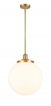  201S-SG-G201-14-LED - Beacon - 1 Light - 14 inch - Satin Gold - Stem Hung - Pendant