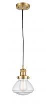  201S-SG-G324-LED - Olean - 1 Light - 7 inch - Satin Gold - Stem Hung - Mini Pendant