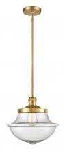  201S-SG-G544-LED - Oxford - 1 Light - 12 inch - Satin Gold - Stem Hung - Mini Pendant