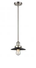 Innovations Lighting 201S-SN-M6-BK-LED - Railroad - 1 Light - 8 inch - Brushed Satin Nickel - Stem Hung - Mini Pendant