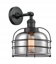  203-BK-G73-CE-LED - Bell Cage - 1 Light - 9 inch - Matte Black - Sconce