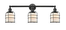  205-BK-G51-CE - Bell Cage - 3 Light - 31 inch - Matte Black - Bath Vanity Light