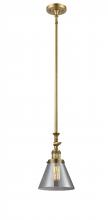  206-BB-G43 - Cone - 1 Light - 8 inch - Brushed Brass - Stem Hung - Mini Pendant