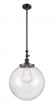  206-BK-G202-16 - Beacon - 1 Light - 12 inch - Matte Black - Stem Hung - Mini Pendant