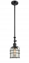  206-BK-G58-CE-LED - Bell Cage - 1 Light - 6 inch - Matte Black - Stem Hung - Mini Pendant