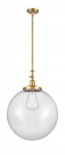  206-SG-G202-18 - Beacon - 1 Light - 12 inch - Satin Gold - Stem Hung - Mini Pendant