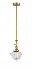  206-SG-G532-LED - Oxford - 1 Light - 7 inch - Satin Gold - Stem Hung - Mini Pendant