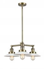  207-AB-G1-LED - Halophane - 3 Light - 22 inch - Antique Brass - Stem Hung - Chandelier