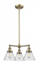  207-AB-G44-LED - Cone - 3 Light - 22 inch - Antique Brass - Stem Hung - Chandelier