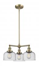  207-AB-G74-LED - Bell - 3 Light - 22 inch - Antique Brass - Stem Hung - Chandelier