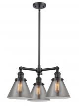 Innovations Lighting 207-BK-G43-LED - Cone - 3 Light - 22 inch - Matte Black - Stem Hung - Chandelier