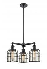 Innovations Lighting 207-BK-G58-CE-LED - Bell Cage - 3 Light - 19 inch - Matte Black - Stem Hung - Chandelier