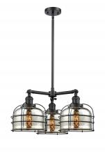Innovations Lighting 207-BK-G78-CE-LED - Bell Cage - 3 Light - 24 inch - Matte Black - Stem Hung - Chandelier
