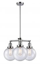  207-PC-G204-8-LED - Beacon - 3 Light - 22 inch - Polished Chrome - Stem Hung - Chandelier