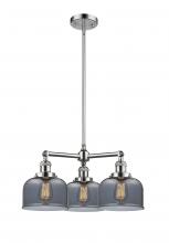  207-PC-G73-LED - Bell - 3 Light - 22 inch - Polished Chrome - Stem Hung - Chandelier