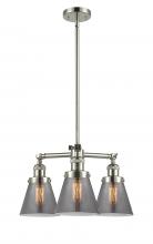  207-PN-G63 - Cone - 3 Light - 19 inch - Polished Nickel - Stem Hung - Chandelier