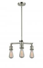  207-PN-LED - Bare Bulb - 3 Light - 15 inch - Polished Nickel - Stem Hung - Chandelier