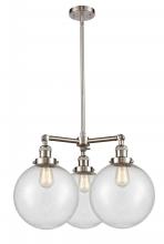Innovations Lighting 207-SN-G204-10-LED - Beacon - 3 Light - 24 inch - Brushed Satin Nickel - Stem Hung - Chandelier