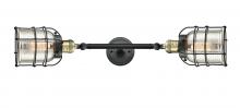  208L-BAB-G58-CE-LED - Bell Cage - 2 Light - 6 inch - Black Antique Brass - Bath Vanity Light