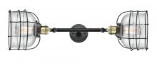 Innovations Lighting 208L-BAB-G74-CE-LED - Bell Cage - 2 Light - 9 inch - Black Antique Brass - Adjustable Bath Vanity Light