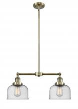  209-AB-G74-LED - Bell - 2 Light - 21 inch - Antique Brass - Stem Hung - Island Light