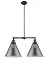  209-BK-G43-L-LED - Cone - 2 Light - 21 inch - Matte Black - Stem Hung - Island Light