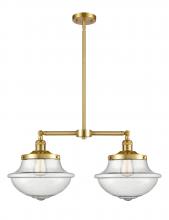  209-SG-G544-LED - Oxford - 2 Light - 25 inch - Satin Gold - Stem Hung - Island Light