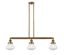  213-BB-G322-LED - Olean - 3 Light - 39 inch - Brushed Brass - Stem Hung - Island Light