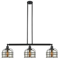  213-BK-G78-CE-LED - Bell Cage - 3 Light - 42 inch - Matte Black - Stem Hung - Island Light