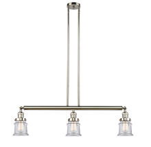  213-PN-G182S - Canton - 3 Light - 39 inch - Polished Nickel - Stem Hung - Island Light