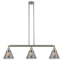  213-SN-G43 - Cone - 3 Light - 40 inch - Brushed Satin Nickel - Stem Hung - Island Light