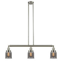  213-SN-G53 - Bell - 3 Light - 38 inch - Brushed Satin Nickel - Stem Hung - Island Light