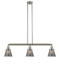  213-SN-G63 - Cone - 3 Light - 39 inch - Brushed Satin Nickel - Stem Hung - Island Light