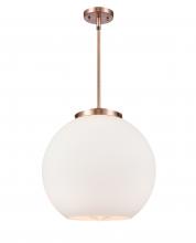  221-1S-AC-G121-16-LED - Athens - 1 Light - 16 inch - Antique Copper - Cord hung - Pendant