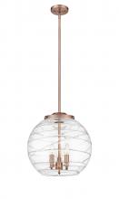  221-3S-AC-G1213-16-LED - Athens Deco Swirl - 3 Light - 16 inch - Antique Copper - Cord hung - Pendant