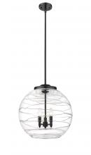  221-3S-BK-G1213-18-LED - Athens Deco Swirl - 3 Light - 18 inch - Matte Black - Cord hung - Pendant