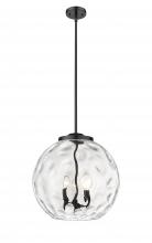  221-3S-BK-G1215-16-LED - Athens Water Glass - 3 Light - 16 inch - Matte Black - Cord hung - Pendant