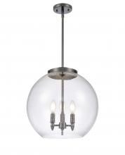  221-3S-BK-G124-16-LED - Athens - 3 Light - 16 inch - Matte Black - Cord hung - Pendant