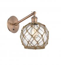  317-1W-AC-G122-8RB-LED - Farmhouse Rope - 1 Light - 8 inch - Antique Copper - Sconce