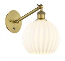  317-1W-BB-G1217-8WV - White Venetian - 1 Light - 8 inch - Brushed Brass - Sconce