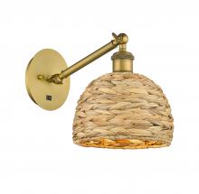 Innovations Lighting 317-1W-BB-RBD-8-NAT - Woven Rattan - 1 Light - 8 inch - Brushed Brass - Sconce