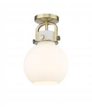  410-1F-BB-G410-8WH - Newton Sphere - 1 Light - 8 inch - Brushed Brass - Flush Mount