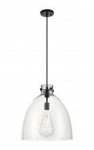  410-1PL-BK-G412-16CL - Newton Bell - 1 Light - 16 inch - Matte Black - Cord hung - Pendant