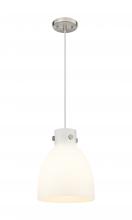  410-1PM-SN-G412-10WH - Newton Bell - 1 Light - 10 inch - Satin Nickel - Cord hung - Pendant