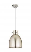  410-1PM-SN-M412-10SN - Newton Bell - 1 Light - 10 inch - Satin Nickel - Cord hung - Pendant