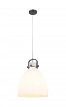  410-1SL-BK-G412-14WH - Newton Bell - 1 Light - 14 inch - Matte Black - Pendant