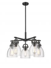  410-5CR-BK-G412-7SDY - Newton Bell - 5 Light - 26 inch - Matte Black - Chandelier