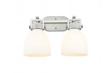  411-2W-SN-G412-7WH - Newton Bell - 2 Light - 17 inch - Satin Nickel - Bath Vanity Light