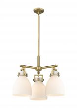  411-3CR-BB-G412-7WH - Newton Bell - 3 Light - 21 inch - Brushed Brass - Pendant