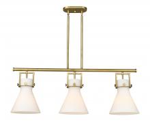  411-3I-BB-G411-10WH - Newton Cone - 3 Light - 42 inch - Brushed Brass - Island Light